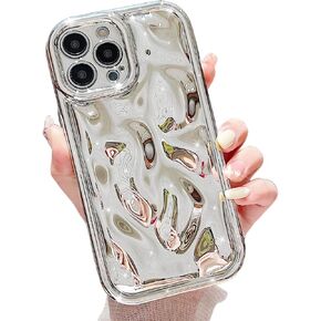 LY&SASIF متوافق مع حافظة iPhone 14 Pro ثلاثية الأبعاد، حافظة هاتف لطيفة ثلاثية الأبعاد مموجة بالليزر لامعة فاخرة على شكل مموج للنساء والفتيات غطاء حماية من السيليكون (وردي فاقع) in Kuwait