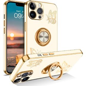 BENTOBEN for iPhone 12 Pro Max Case, Phone Case iPhone 12 ProMax, Slim Fit Butterfly Design Kickstand Ring Holder Shockproof Protection Soft Bumper Drop Protective Girls Women Boy Men Cover,Black in Kuwait