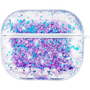 uCOLOR متوافق مع حافظة AirPods 3 2021 أرجواني أزرق لامع متدفق شلال رملي مصمم 360 درجة غطاء محمول مقاوم للصدمات بالكامل in Kuwait