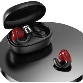 Mnvesz Wireless Open Ear Headphones, Wireless Bone Conduction Headphones Open Ear Clip Headphones Bluetooth, Clip On Wireless Earbuds Headphones Cycling Running Workout Ear Buds (Red) in Saudi Arabia