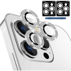 QsmQam [عبوة من قطعتين من واقي عدسة الكاميرا لهاتف iPhone 14 Pro/Pro Max وiPhone 15 Pro/Pro Max، غطاء كاميرا من الزجاج المقوى بحلقة معدنية فردية، مضاد للخدش، مع أدوات مساعدة للتثبيت والإزالة - أرجواني in Kuwait