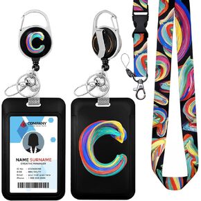 حامل شارة الهوية الشخصية من lingdeer مع حبل قصير، بكرة شارة أولية قابلة للسحب مع مشبك حلقة تسلق، هدايا شخصية للنساء والفتيات والمعلمات والأطباء والممرضات والطالبات، وحبل مع مفاتيح شارات الهوية (أ) in Kuwait