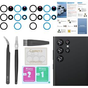 Senpinkboo 2 Pack Back Rear Camera Lens Glass Replacement for Samsung Galaxy S22 Ultra with Pre-Installed Adhesive, Include Repair Tool Set+ Installation Manual+ Camera Lens Protector in Kuwait