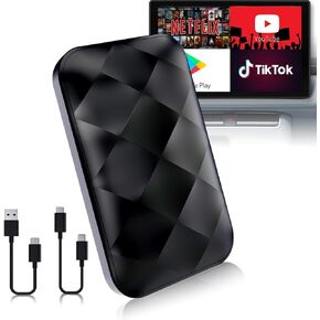 LLYYEE CarPlay Wireless Adapter with Netflix/YouTube/Google Play, 2024 Upgrade 3 in 1 CarPlay & Android Auto Wireless Adapter, Magic Box Streaming Device for Cars with OEM Wired CarPlay(2+16GB) in Saudi Arabia