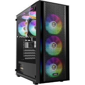 GAMDIAS White ATX Mid Tower Gaming Computer PC Case with Side Tempered Glass, 4X 120mm RGB Case Fans and Sync with 5V RGB Motherboard in Kuwait