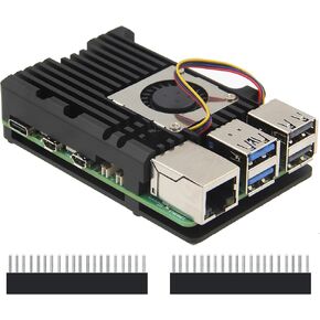 Geekworm Aluminum Passive Cooling Heatsink Armor Case with Dual PWM Cooling Fan for Raspberry Pi 5 (with Dual Fan-Black) in Saudi Arabia