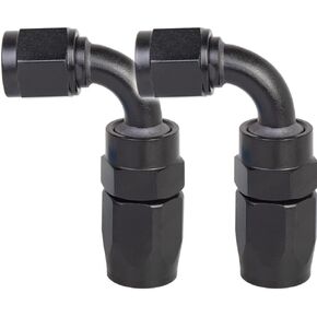 2PCS AN6 180 Degree Swivel Hose End Fitting Oil Hose End Adaptor For Braided CPE Fuel Hose Black