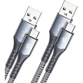 كابلات USB C [عبوتان، 6.6 قدم]، كابل شحن الطاقة لجهاز Kindle Fire HD 10 9th 2019 8 10th 2020 Paperwhite 11th 2021 Gen، Samsung Galaxy S22 S21 S20 S10 S9 S8، Note 20 10 9 8، A72A52 A33، LG، موتو، PS5 in Kuwait