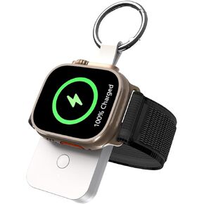 شاحن لاسلكي محمول لساعة Apple، شاحن ANPULES المحسن بسلسلة مفاتيح ذكية بقدرة 1000 مللي أمبير في الساعة لساعة iWatch، شاحن ساعة محمول لساعة Apple UItra2/9/Ultra/8/7/6/SE/5/4/3/2 (أبيض) in Kuwait