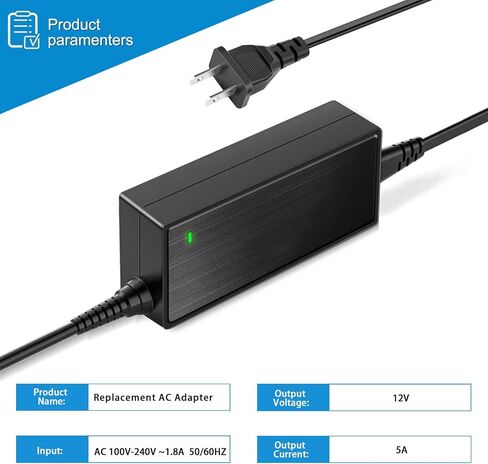 12V 5A Power Supply Adapter,100~240V AC to DC 12 Volt 5A 4A 3A 2.0A 1A Converter with 11 Tips for LED Strip Light DVR NVR Security Cameras System CCTV Accessories and More in Kuwait