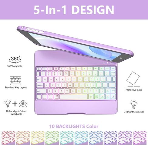 حافظة لوحة المفاتيح MMK متوافقة مع iPad 9.7 بوصة 2018 الجيل السادس، لوحة مفاتيح بلوتوث لاسلكية قابلة للفصل متوافقة مع iPad 2017 (الجيل الخامس) - Air 2/ Air Case، النوم/الاستيقاظ التلقائي المغناطيسي (أزرق بحيرة) in Kuwait