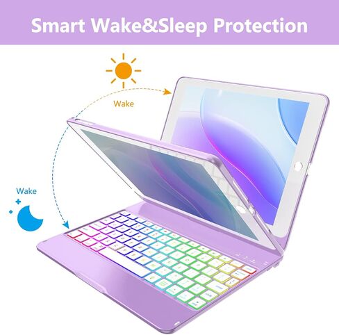 حافظة لوحة المفاتيح MMK متوافقة مع iPad 9.7 بوصة 2018 الجيل السادس، لوحة مفاتيح بلوتوث لاسلكية قابلة للفصل متوافقة مع iPad 2017 (الجيل الخامس) - Air 2/ Air Case، النوم/الاستيقاظ التلقائي المغناطيسي (أزرق بحيرة) in Kuwait