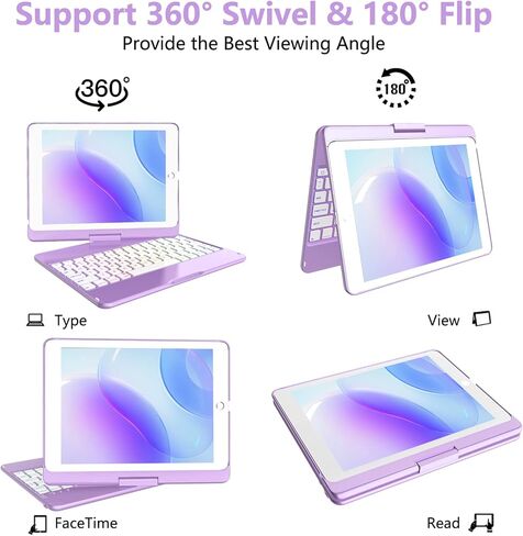 حافظة لوحة المفاتيح MMK متوافقة مع iPad 9.7 بوصة 2018 الجيل السادس، لوحة مفاتيح بلوتوث لاسلكية قابلة للفصل متوافقة مع iPad 2017 (الجيل الخامس) - Air 2/ Air Case، النوم/الاستيقاظ التلقائي المغناطيسي (أزرق بحيرة) in Kuwait