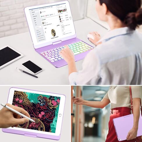 حافظة لوحة المفاتيح MMK متوافقة مع iPad 9.7 بوصة 2018 الجيل السادس، لوحة مفاتيح بلوتوث لاسلكية قابلة للفصل متوافقة مع iPad 2017 (الجيل الخامس) - Air 2/ Air Case، النوم/الاستيقاظ التلقائي المغناطيسي (أزرق بحيرة) in Kuwait