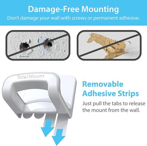 حامل سماعات الرأس TotalMount - يشتمل على شرائط لاصقة قابلة للإزالة لسهولة التركيب على الحائط أو المكتب أو الكمبيوتر الشخصي بدون ضرر (خطاف سماعة رأس أسود ممتاز - عبوة واحدة) in Saudi Arabia