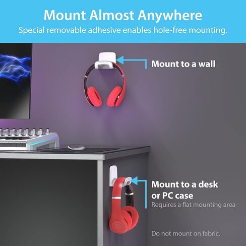 حامل سماعات الرأس TotalMount - يشتمل على شرائط لاصقة قابلة للإزالة لسهولة التركيب على الحائط أو المكتب أو الكمبيوتر الشخصي بدون ضرر (خطاف سماعة رأس أسود ممتاز - عبوة واحدة) in Saudi Arabia