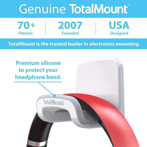 حامل سماعات الرأس TotalMount - يشتمل على شرائط لاصقة قابلة للإزالة لسهولة التركيب على الحائط أو المكتب أو الكمبيوتر الشخصي بدون ضرر (خطاف سماعة رأس أسود ممتاز - عبوة واحدة) in Saudi Arabia