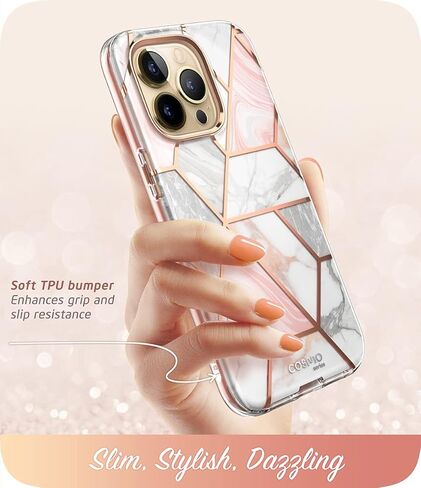 i-Blason Glitter Case for iPhone 13 Pro Max (6.7 Inch) Mobile Phone Case 360 Degree Case Bumper Protective Cover [Cosmo] with Screen Protector 2021 Edition (Marble) in Kuwait