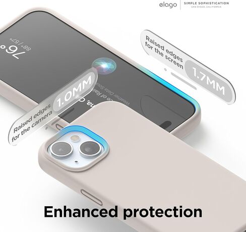 جراب Elago متوافق مع iPhone 15 Plus، جراب سيليكون سائل، غطاء واقٍ لكامل الجسم، مقاوم للصدمات، جراب هاتف نحيف، بطانة ناعمة من الألياف الدقيقة مضادة للخدش، 6.7 بوصة (حجري) in Saudi Arabia