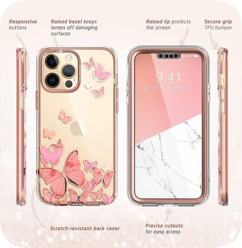 حافظة i-Blason لامعة لهاتف iPhone 13 Pro Max (6.7 بوصة) حافظة هاتف محمول 360 درجة غطاء واقٍ من الصدمات [Cosmo] مع واقي شاشة إصدار 2021 (رخام) in Kuwait