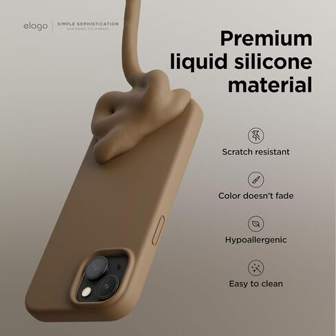 جراب Elago متوافق مع iPhone 15 Plus، جراب سيليكون سائل، غطاء واقٍ لكامل الجسم، مقاوم للصدمات، جراب هاتف نحيف، بطانة ناعمة من الألياف الدقيقة مضادة للخدش، 6.7 بوصة (حجري) in Saudi Arabia