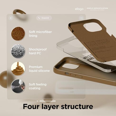 جراب Elago متوافق مع iPhone 15 Plus، جراب سيليكون سائل، غطاء واقٍ لكامل الجسم، مقاوم للصدمات، جراب هاتف نحيف، بطانة ناعمة من الألياف الدقيقة مضادة للخدش، 6.7 بوصة (حجري) in Saudi Arabia