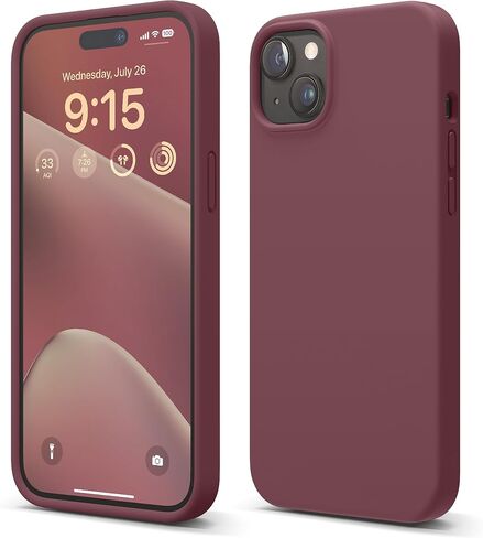 جراب Elago متوافق مع iPhone 15 Plus، جراب سيليكون سائل، غطاء واقٍ لكامل الجسم، مقاوم للصدمات، جراب هاتف نحيف، بطانة ناعمة من الألياف الدقيقة مضادة للخدش، 6.7 بوصة (حجري) in Saudi Arabia