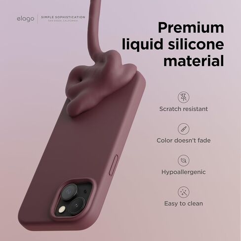 جراب Elago متوافق مع iPhone 15 Plus، جراب سيليكون سائل، غطاء واقٍ لكامل الجسم، مقاوم للصدمات، جراب هاتف نحيف، بطانة ناعمة من الألياف الدقيقة مضادة للخدش، 6.7 بوصة (حجري) in Saudi Arabia