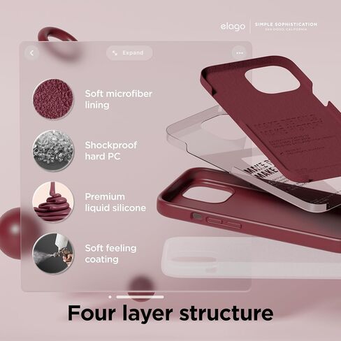 جراب Elago متوافق مع iPhone 15 Plus، جراب سيليكون سائل، غطاء واقٍ لكامل الجسم، مقاوم للصدمات، جراب هاتف نحيف، بطانة ناعمة من الألياف الدقيقة مضادة للخدش، 6.7 بوصة (حجري) in Saudi Arabia