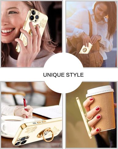 BENTOBEN for iPhone 12 Pro Max Case, Phone Case iPhone 12 ProMax, Slim Fit Butterfly Design Kickstand Ring Holder Shockproof Protection Soft Bumper Drop Protective Girls Women Boy Men Cover,Black in Kuwait