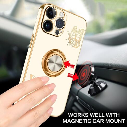 BENTOBEN for iPhone 12 Pro Max Case, Phone Case iPhone 12 ProMax, Slim Fit Butterfly Design Kickstand Ring Holder Shockproof Protection Soft Bumper Drop Protective Girls Women Boy Men Cover,Black in Kuwait