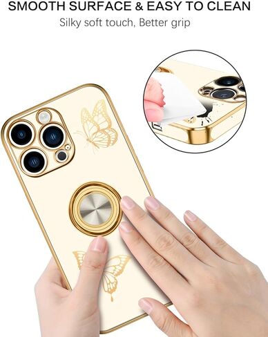 BENTOBEN for iPhone 12 Pro Max Case, Phone Case iPhone 12 ProMax, Slim Fit Butterfly Design Kickstand Ring Holder Shockproof Protection Soft Bumper Drop Protective Girls Women Boy Men Cover,Black in Kuwait