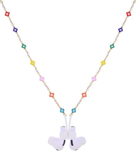 Ultra Strong Magnetic Airpod Pro Strap Anti-Lost Cord Sports Lanyard Compatible with Airpods 3rd 2nd Generation Pro 3 2 1 (Colored Flower Glass Rice Bead Chain) in Kuwait
