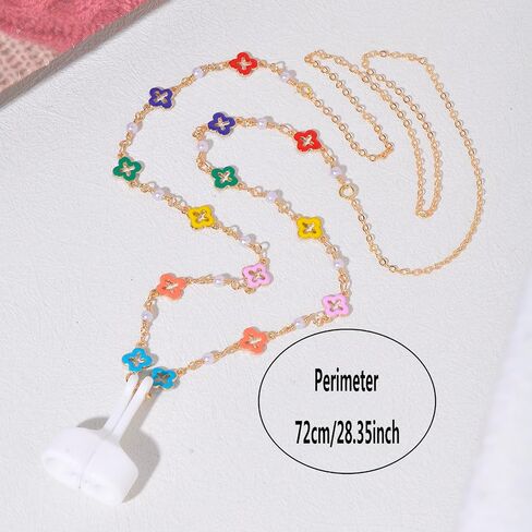 Ultra Strong Magnetic Airpod Pro Strap Anti-Lost Cord Sports Lanyard Compatible with Airpods 3rd 2nd Generation Pro 3 2 1 (Colored Flower Glass Rice Bead Chain) in Kuwait