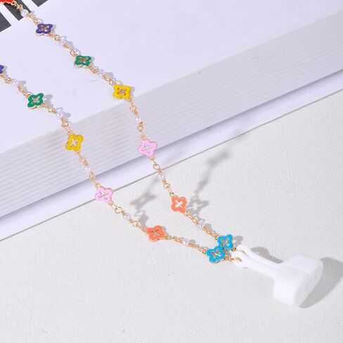 Ultra Strong Magnetic Airpod Pro Strap Anti-Lost Cord Sports Lanyard Compatible with Airpods 3rd 2nd Generation Pro 3 2 1 (Colored Flower Glass Rice Bead Chain) in Kuwait