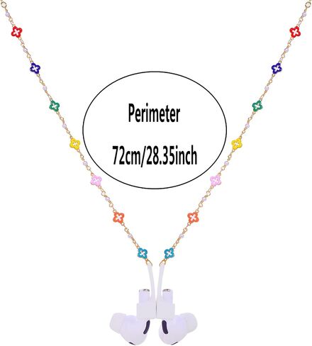Ultra Strong Magnetic Airpod Pro Strap Anti-Lost Cord Sports Lanyard Compatible with Airpods 3rd 2nd Generation Pro 3 2 1 (Colored Flower Glass Rice Bead Chain) in Kuwait
