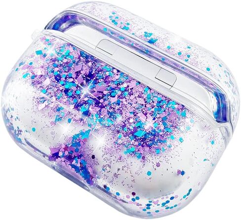 uCOLOR متوافق مع حافظة AirPods 3 2021 أرجواني أزرق لامع متدفق شلال رملي مصمم 360 درجة غطاء محمول مقاوم للصدمات بالكامل in Kuwait