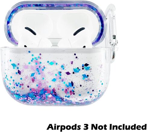uCOLOR متوافق مع حافظة AirPods 3 2021 أرجواني أزرق لامع متدفق شلال رملي مصمم 360 درجة غطاء محمول مقاوم للصدمات بالكامل in Kuwait