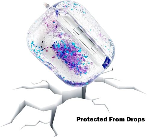 uCOLOR متوافق مع حافظة AirPods 3 2021 أرجواني أزرق لامع متدفق شلال رملي مصمم 360 درجة غطاء محمول مقاوم للصدمات بالكامل in Kuwait