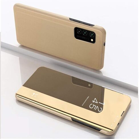 جراب QIVSTAR لهاتف Samsung Galaxy S21 FE 5G بتصميم رائع ونافذة مطلية بالكهرباء وحامل مقاوم للخدش واقٍ لكامل الجسم وغطاء نحيف لهاتف Samsung Galaxy S21 FE 5G PU مرآة: أسود QH in Saudi Arabia