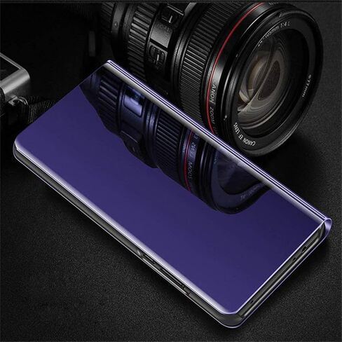 جراب QIVSTAR لهاتف Samsung Galaxy S21 FE 5G بتصميم رائع ونافذة مطلية بالكهرباء وحامل مقاوم للخدش واقٍ لكامل الجسم وغطاء نحيف لهاتف Samsung Galaxy S21 FE 5G PU مرآة: أسود QH in Saudi Arabia