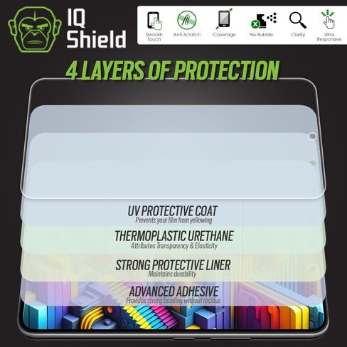 IQShield 2 Pack Screen Protector for Samsung Galaxy S22 Plus / S22+Plus 5G Case Friendly Easy Installation Fingerprint Unlock Anti-Bubble Clear TPU Film in Kuwait