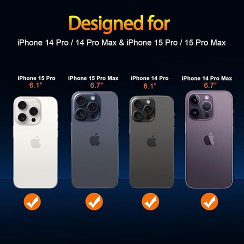 QsmQam [عبوة من قطعتين من واقي عدسة الكاميرا لهاتف iPhone 14 Pro/Pro Max وiPhone 15 Pro/Pro Max، غطاء كاميرا من الزجاج المقوى بحلقة معدنية فردية، مضاد للخدش، مع أدوات مساعدة للتثبيت والإزالة - أرجواني in Saudi Arabia