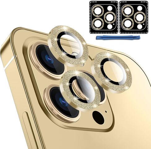 QsmQam [عبوة من قطعتين من واقي عدسة الكاميرا لهاتف iPhone 14 Pro/Pro Max وiPhone 15 Pro/Pro Max، غطاء كاميرا من الزجاج المقوى بحلقة معدنية فردية، مضاد للخدش، مع أدوات مساعدة للتثبيت والإزالة - أرجواني in Saudi Arabia