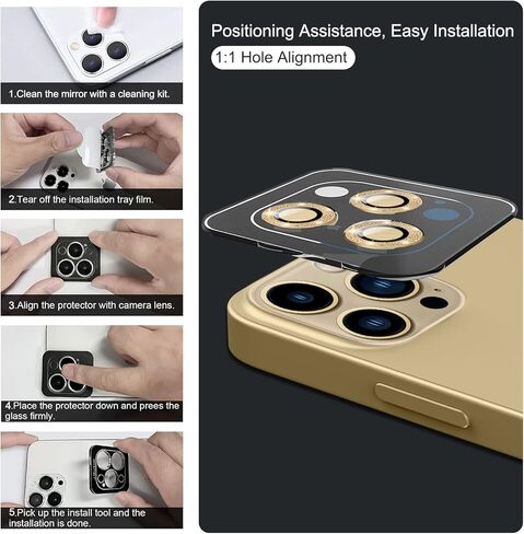QsmQam [عبوة من قطعتين من واقي عدسة الكاميرا لهاتف iPhone 14 Pro/Pro Max وiPhone 15 Pro/Pro Max، غطاء كاميرا من الزجاج المقوى بحلقة معدنية فردية، مضاد للخدش، مع أدوات مساعدة للتثبيت والإزالة - أرجواني in Saudi Arabia
