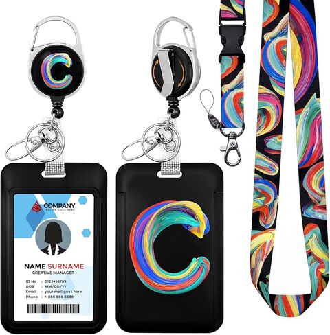 حامل شارة الهوية الشخصية من lingdeer مع حبل قصير، بكرة شارة أولية قابلة للسحب مع مشبك حلقة تسلق، هدايا شخصية للنساء والفتيات والمعلمات والأطباء والممرضات والطالبات، وحبل مع مفاتيح شارات الهوية (أ) in Kuwait