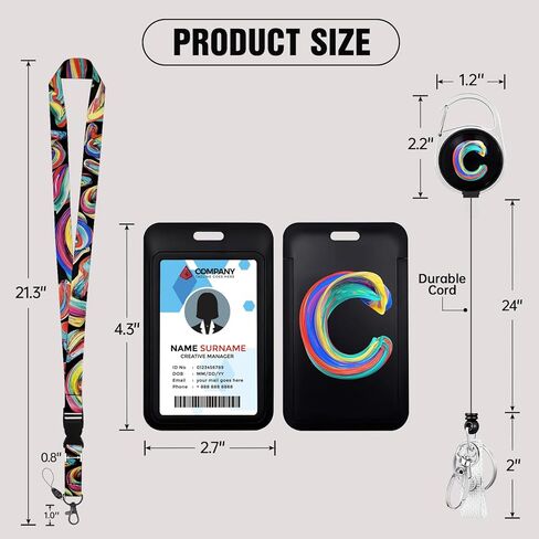 حامل شارة الهوية الشخصية من lingdeer مع حبل قصير، بكرة شارة أولية قابلة للسحب مع مشبك حلقة تسلق، هدايا شخصية للنساء والفتيات والمعلمات والأطباء والممرضات والطالبات، وحبل مع مفاتيح شارات الهوية (أ) in Kuwait