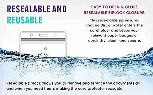 حامل بطاقة أفقية قابل للإغلاق مقاس 4×3 بوصة، حامل بطاقة هوية مقاوم للماء، حامل شارة اسم بلاستيكي، حامل بطاقة الاسم، حامل شارة، شارة تعريف بطاقة شفافة (10) in Kuwait