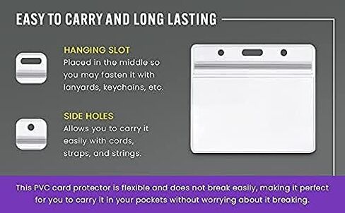 حامل بطاقة أفقية قابل للإغلاق مقاس 4×3 بوصة، حامل بطاقة هوية مقاوم للماء، حامل شارة اسم بلاستيكي، حامل بطاقة الاسم، حامل شارة، شارة تعريف بطاقة شفافة (10) in Kuwait