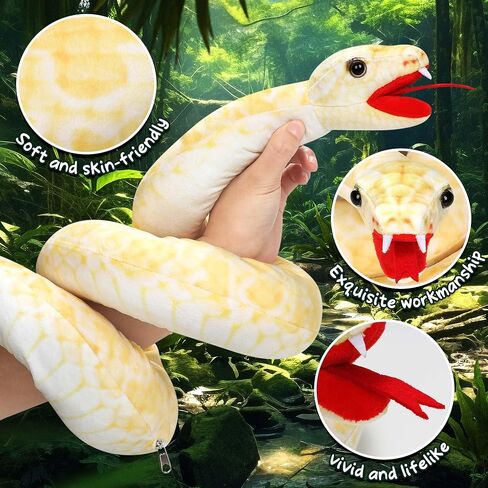 Xhamuon 53 Inch Giant Snake Plush Mommy with 3 Babies - Mommy Snake with 3 Cute Babies & 3 Eggs Golden Python Realistic Snake Stuffed Animal Gifts for Boys Girls in Saudi Arabia